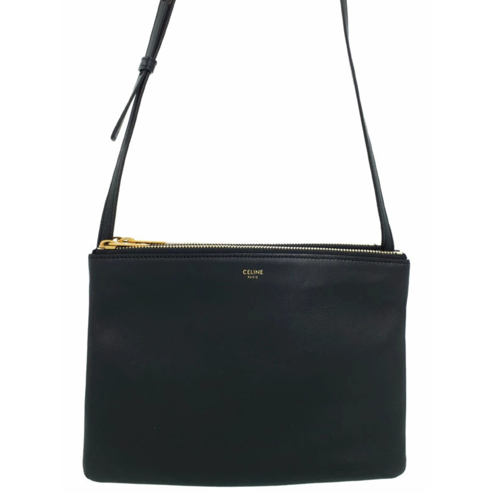 Celine Trio Leather Crossbody Bag Black